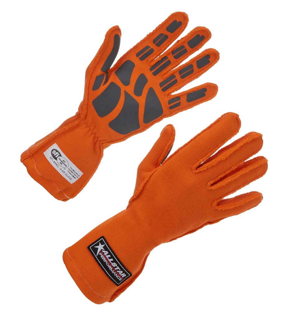 [ALL916041] Allstar Performance - Driving Gloves SFI 3.3/5 Outseam D/L SM Orange