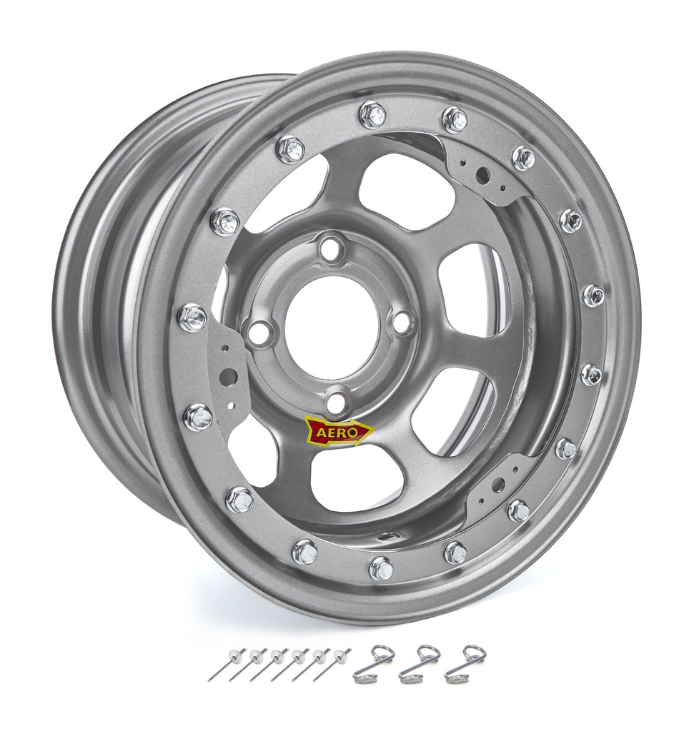 Aero Race Wheels - 13x7 2in. 4.50 Silver Beadlock Wheel