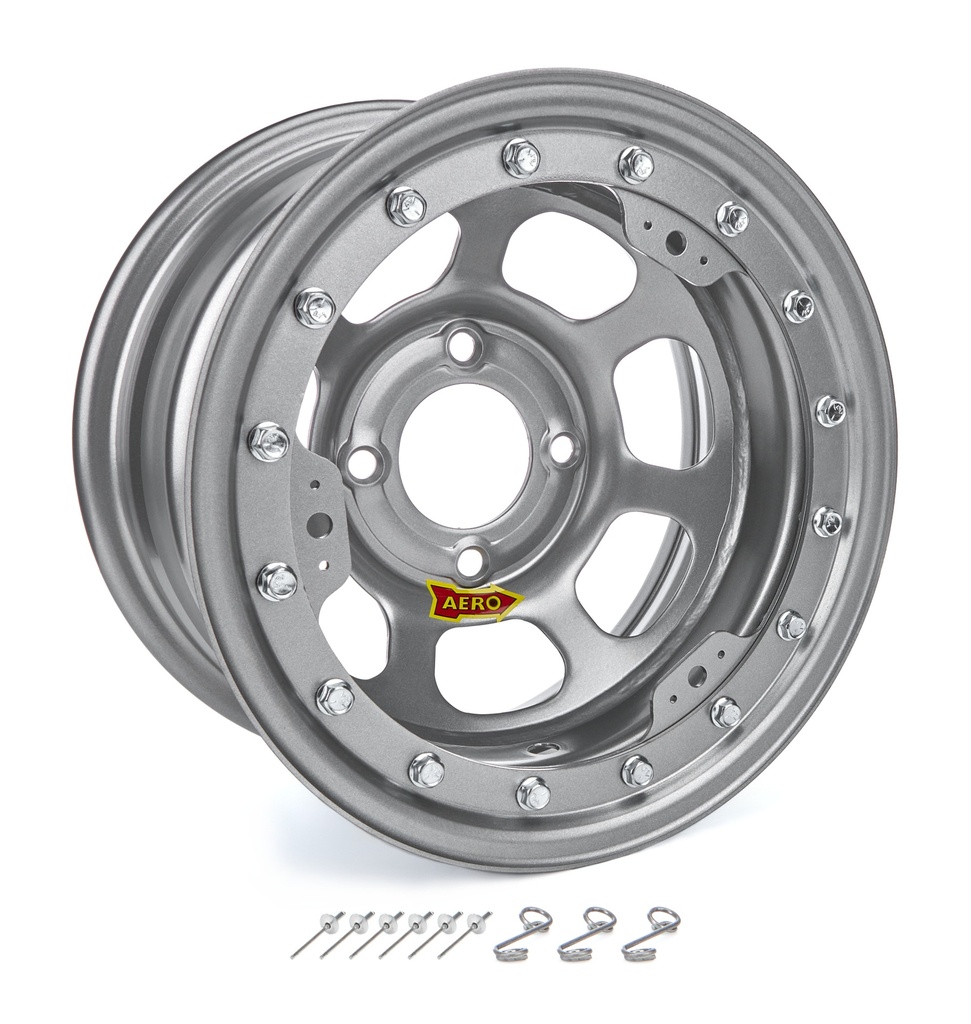 Aero Race Wheels - 13x8 2in. 4.50 Silver Beadlock Wheel