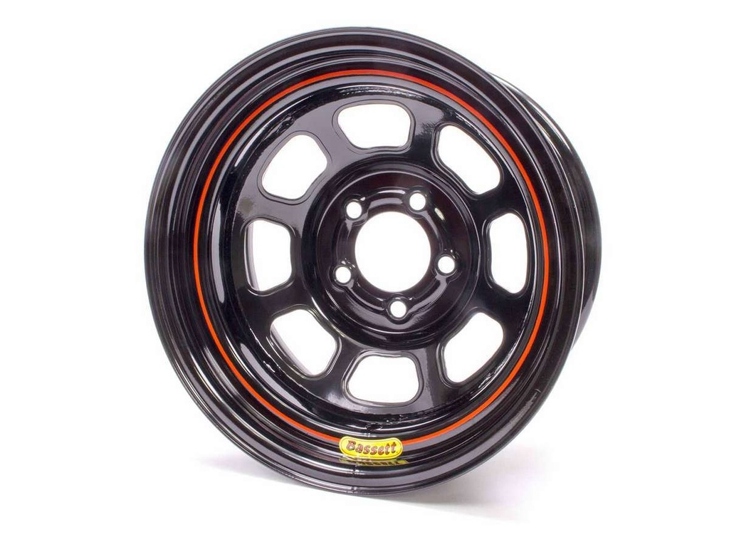 [BASD58DJ4] Bassett - 15x8 D Hole 5x5.5 BC 4in BS Black DOT