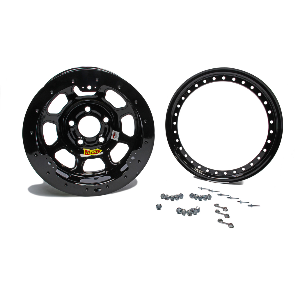 [ARW53-185030B] Aero Race Wheels - 15x8 3in 5.00 Black w/ Black Ring