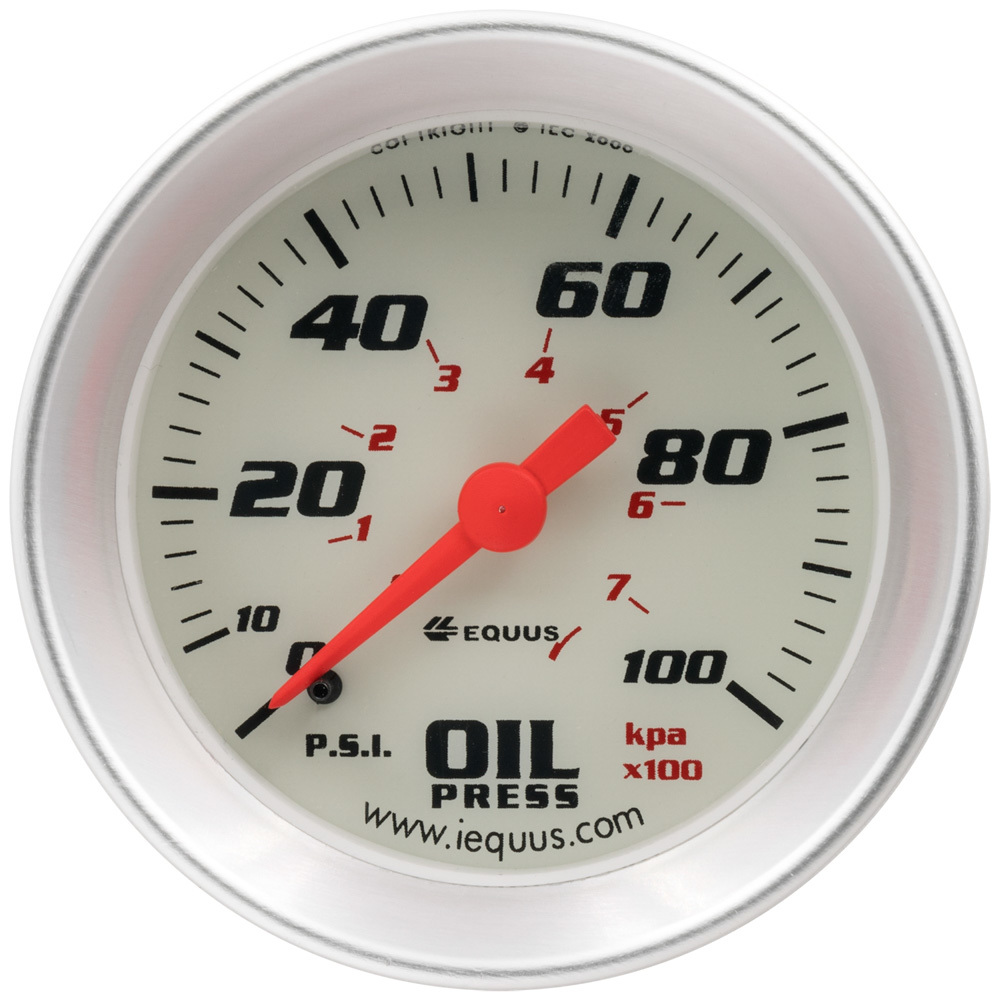 [EQUE8244] Equus - 2.0 Dia Oil Pressure Gauge Silver 0-100psi