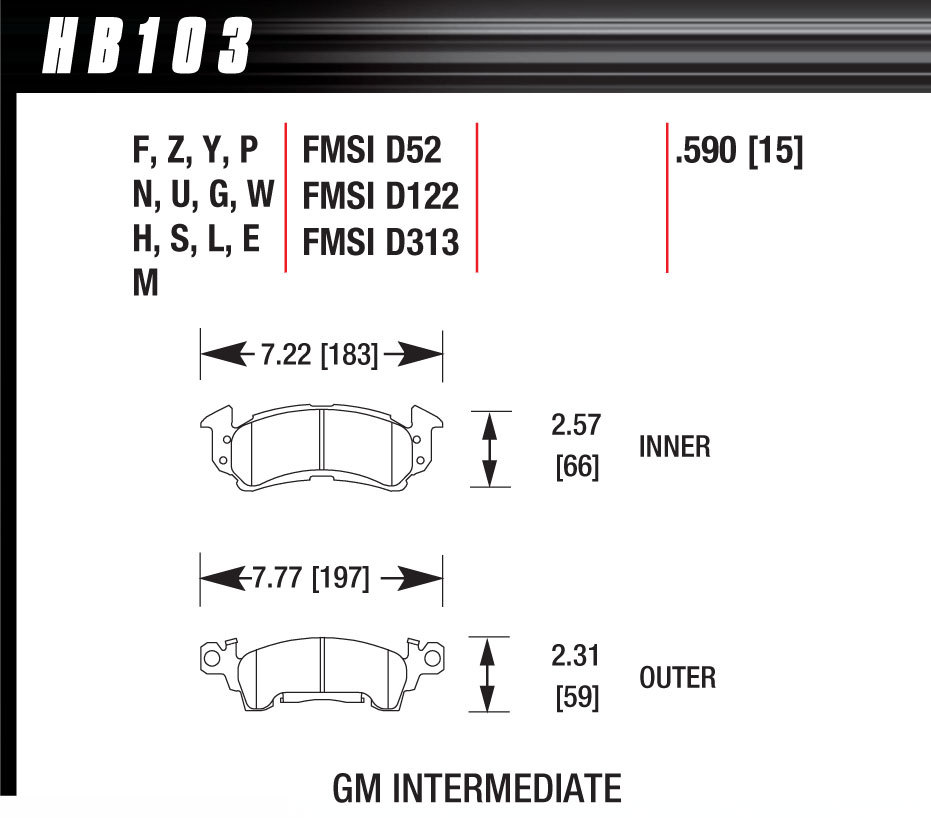 [HAWHB103F590] Hawk Brake - Performance Street Brake Pads (4)