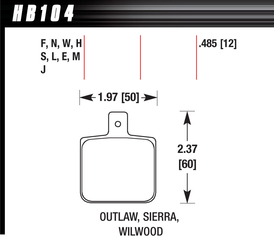 [HAWHB104J485] Hawk Brake - Brake Pad Set-Race DR97 Wilwood Dynalite Single
