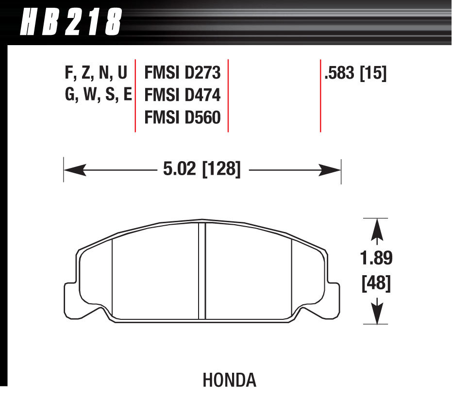 [HAWHB218E583] Hawk Brake - Brake Pad Front Honda Blue Compound