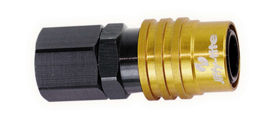 [JFT21702] Jiffy-Tite - Q/R 1/8npt Female Str Socket Valved Gold/Black