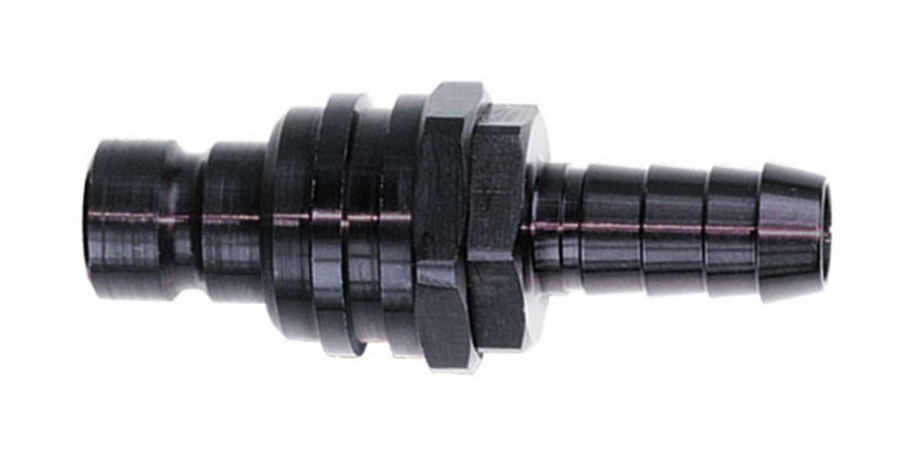 [JFT22506] Jiffy-Tite - Q/R #6 Str Male Plug W/ Hose Barb Valved Black
