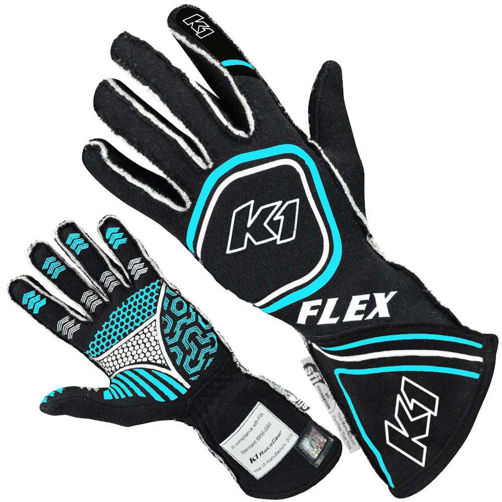 [K1R23-FLX-NFB-S] K1 Racegear - Glove Flex Small Black / Flo Blue SFI / FIA