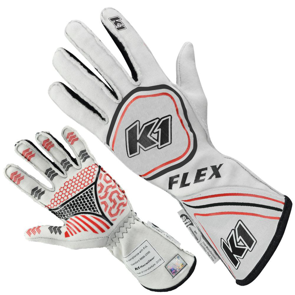 [K1R23-FLX-W-S] K1 Racegear - Glove Flex Small White SFI / FIA