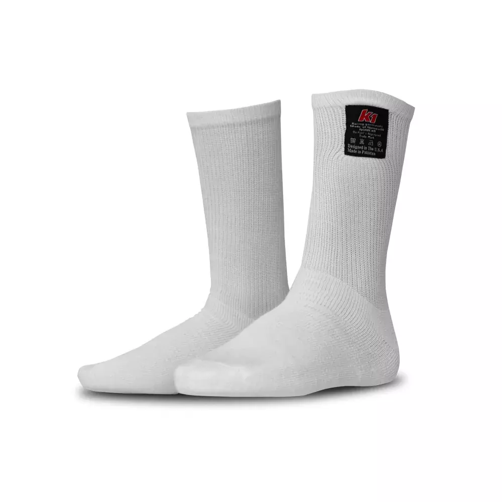 [K1R26-NSO-W-SM] K1 Racegear - Socks Nomex K1 White Small/Medium