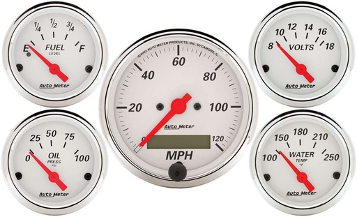 [ATM1302] Autometer - Arctic White Gauge Kit W/Red Pointer