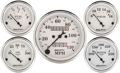 [ATM1601] Autometer - Old Tyme White Gauge Kit Mech Speedo