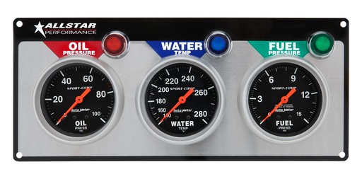 [ALL80113] Allstar Performance - 3 Gauge Panel A/M OP/WT/FP Sport-Comp